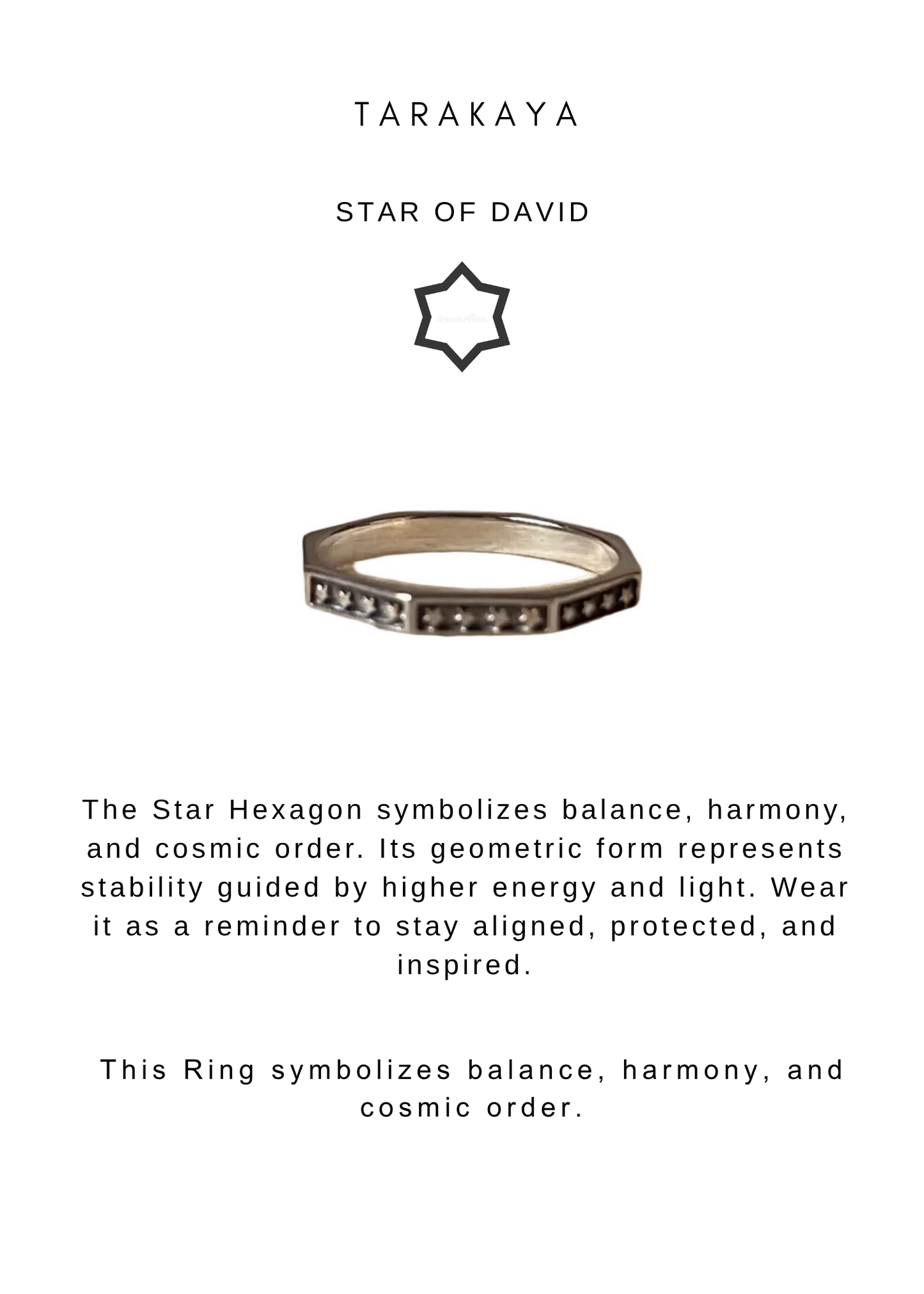 925 Sterling Silver Star Boho Hexagon Band Ring