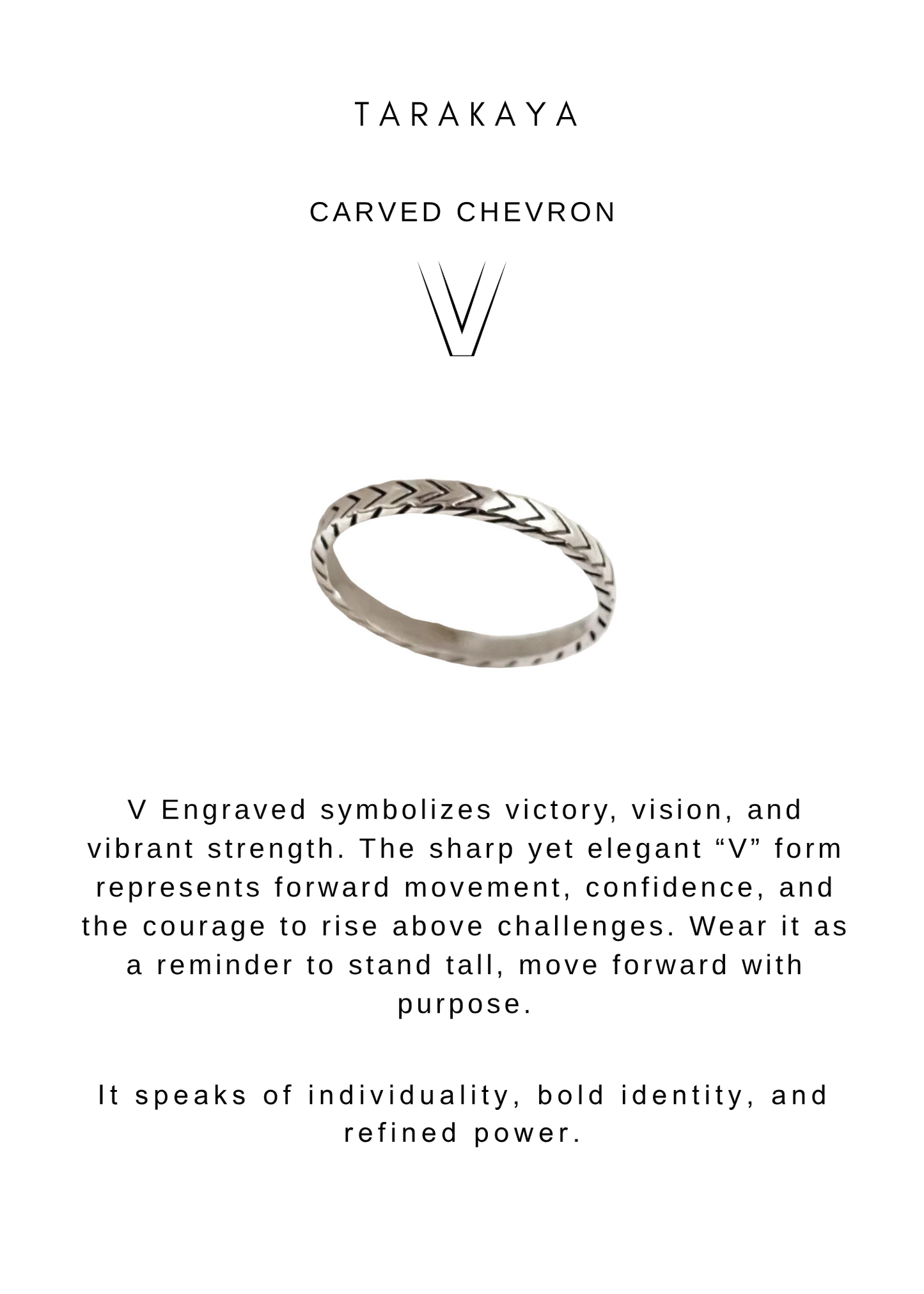 925 Sterling Silver V Engraved Tribal Boho Stackable Band Ring