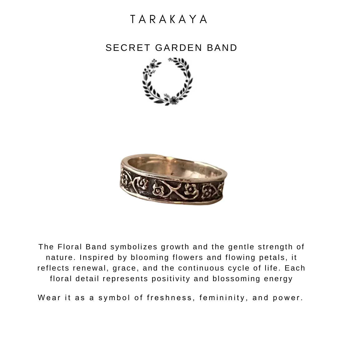 925 Sterling Silver Floral Engraved Band Ring