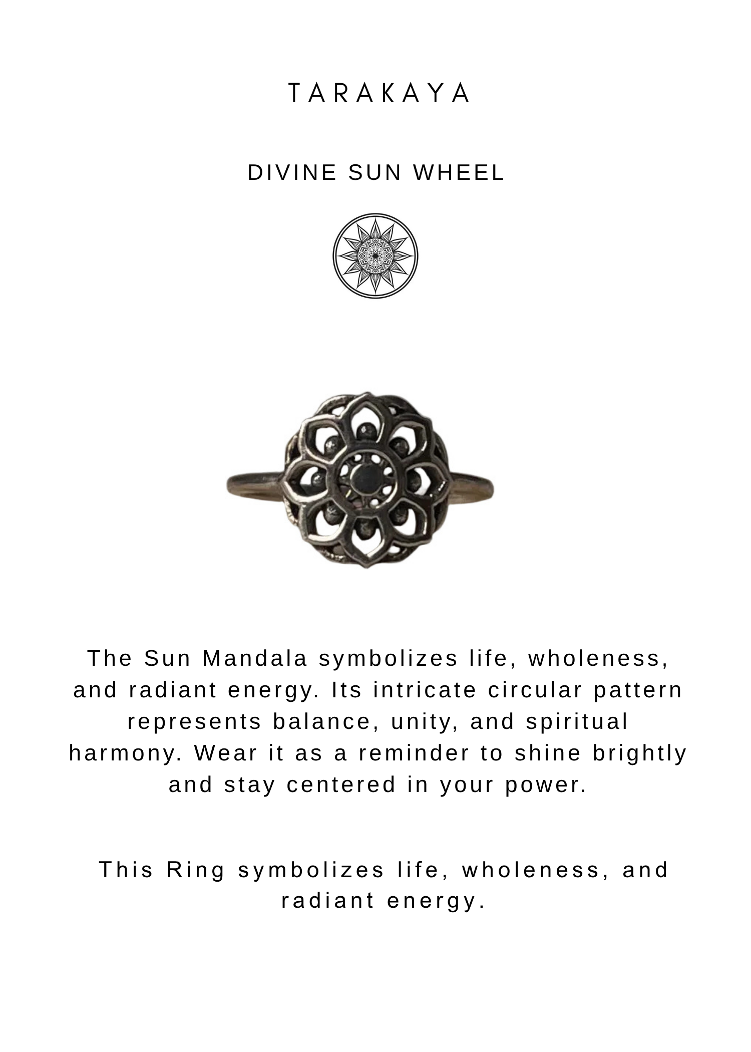925 Sterling Silver Boho Sun Mandala Ring