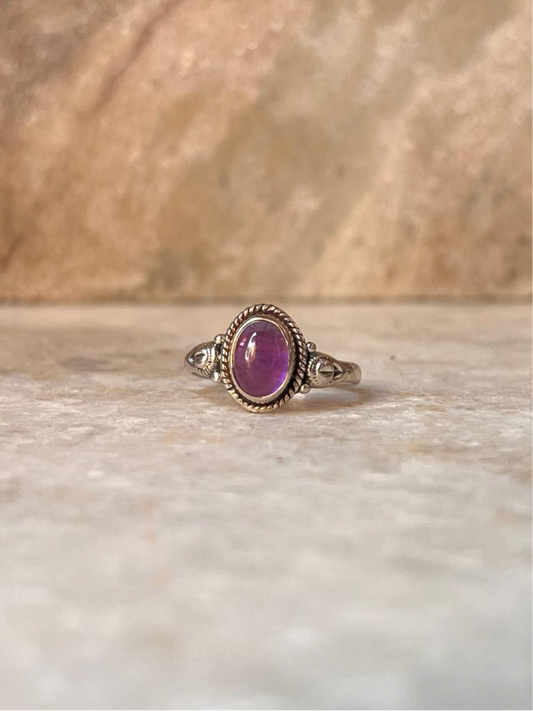 Amethyst Boho Oval 925 Sterling Silver Ring