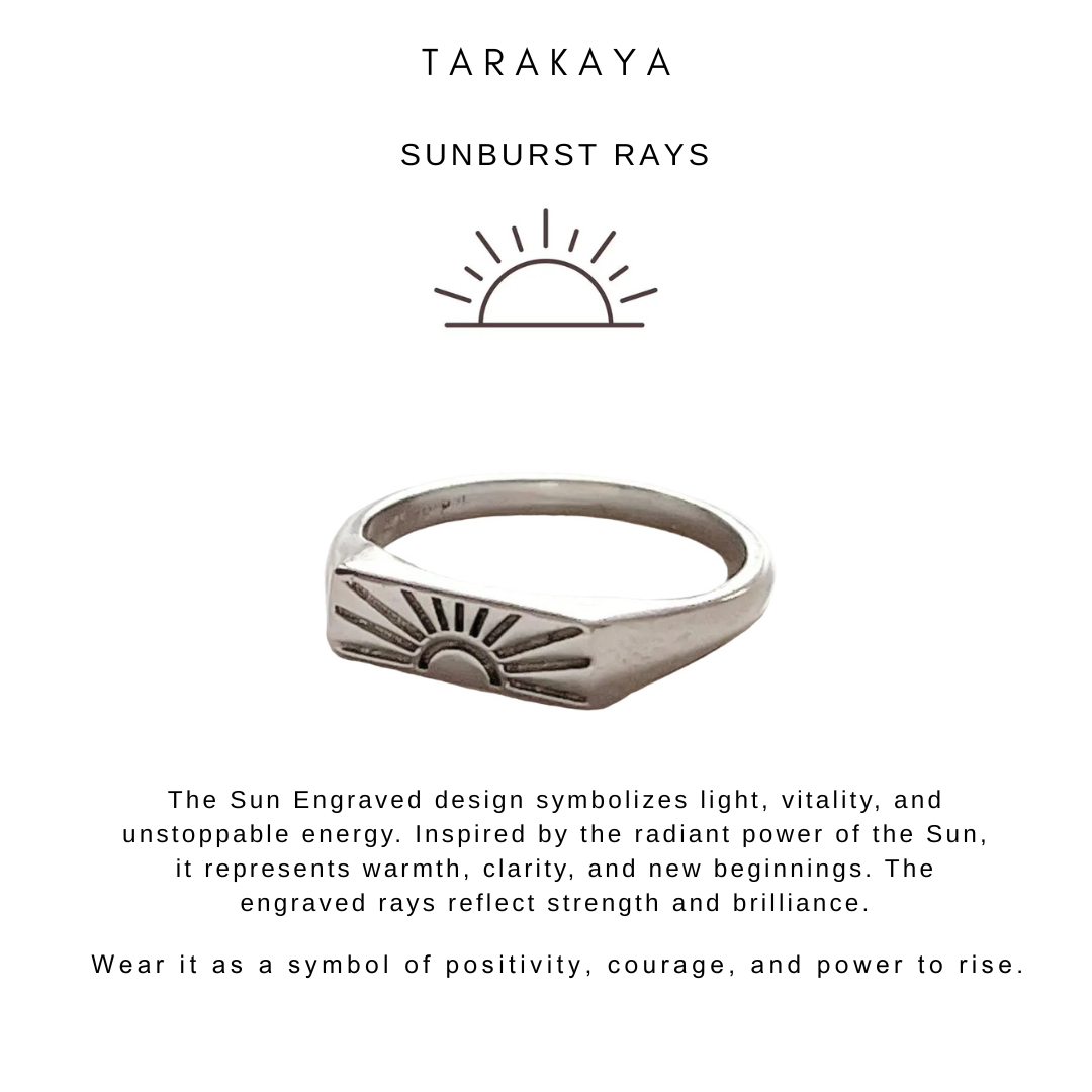 925 Sterling Silver Sunshine / Sun Engraved Signet Unisex Ring