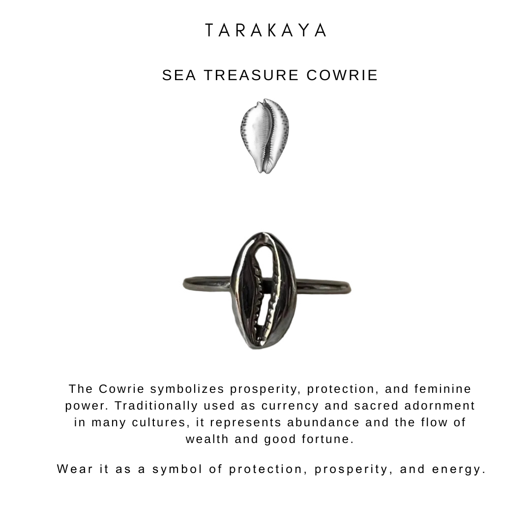 925 Sterling Silver Cowrie Seashell Ring