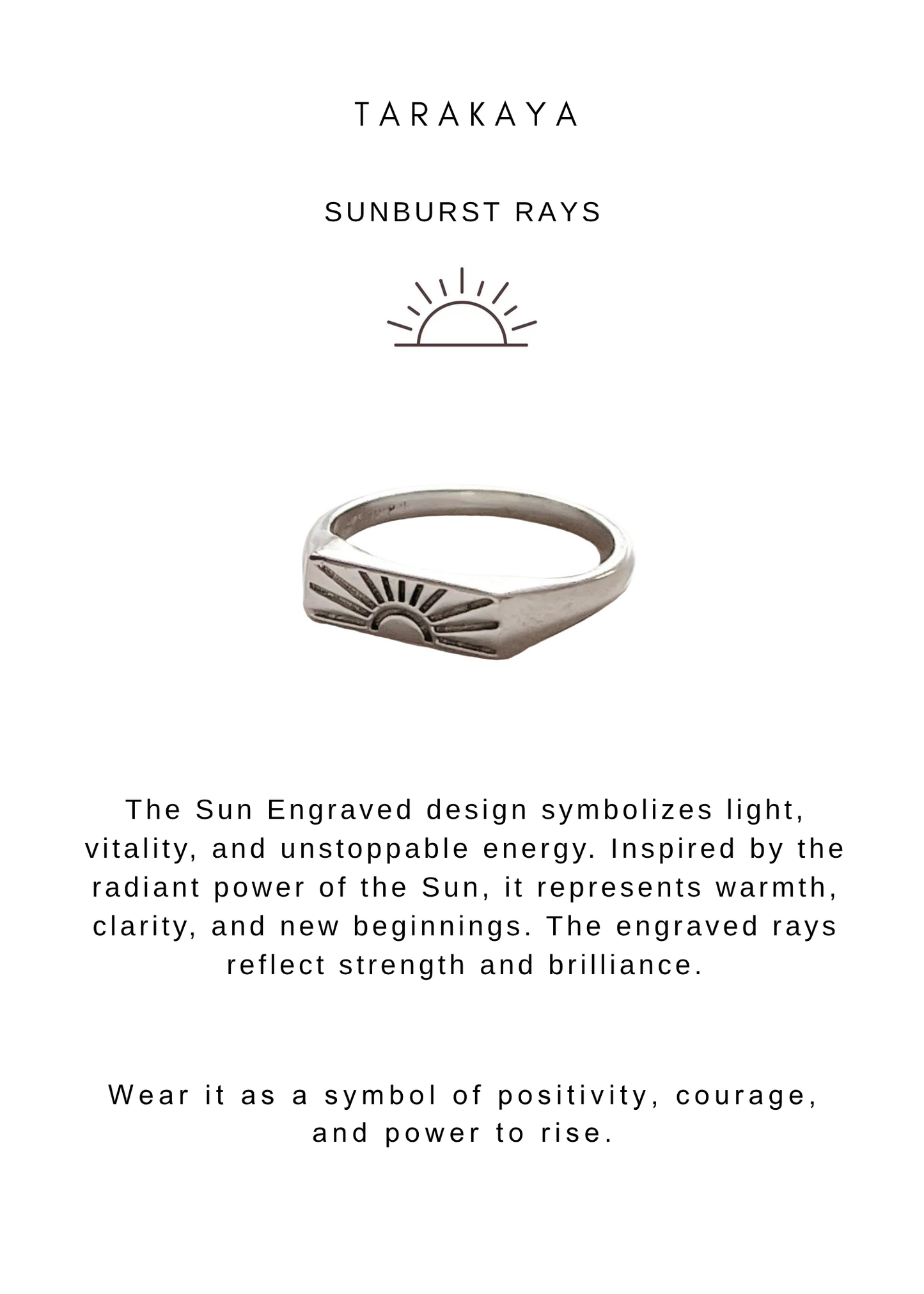 925 Sterling Silver Sunshine / Sun Engraved Signet Unisex Ring
