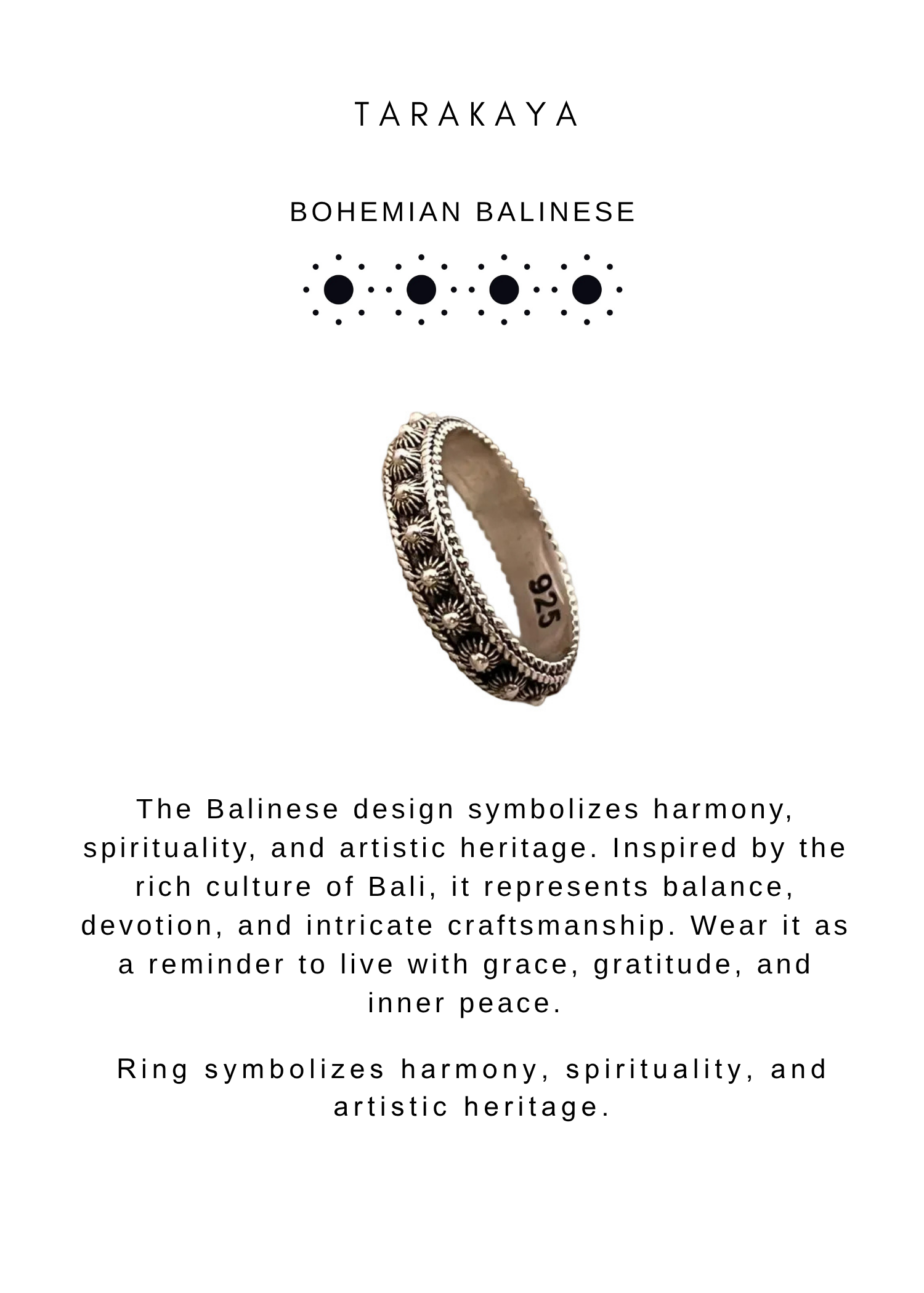 925 Sterling Silver Boho Balinese Fixed Size Ring