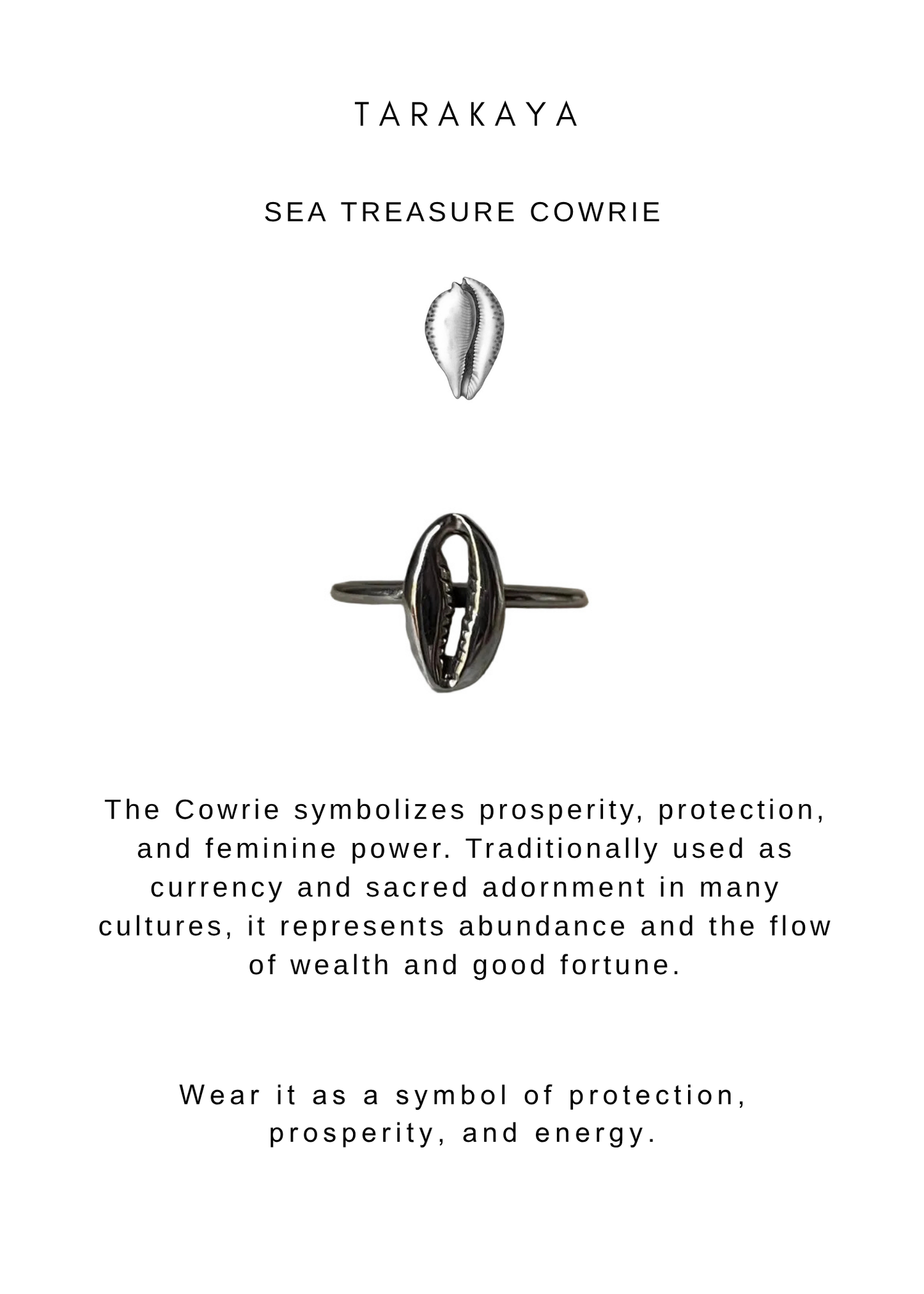 925 Sterling Silver Cowrie Seashell Ring