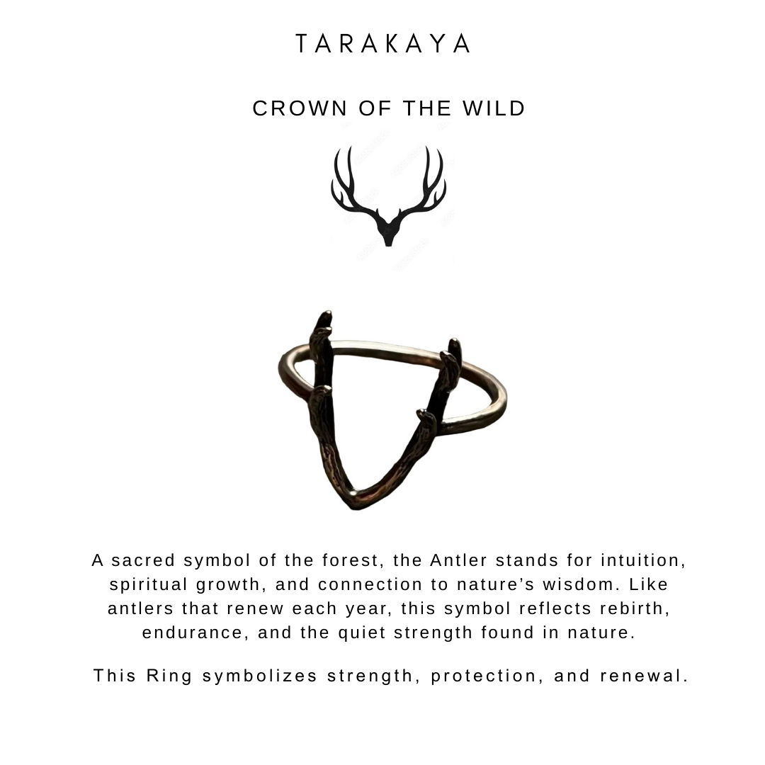 925 Sterling Silver Textured Deer Boho Antler 2 Ring