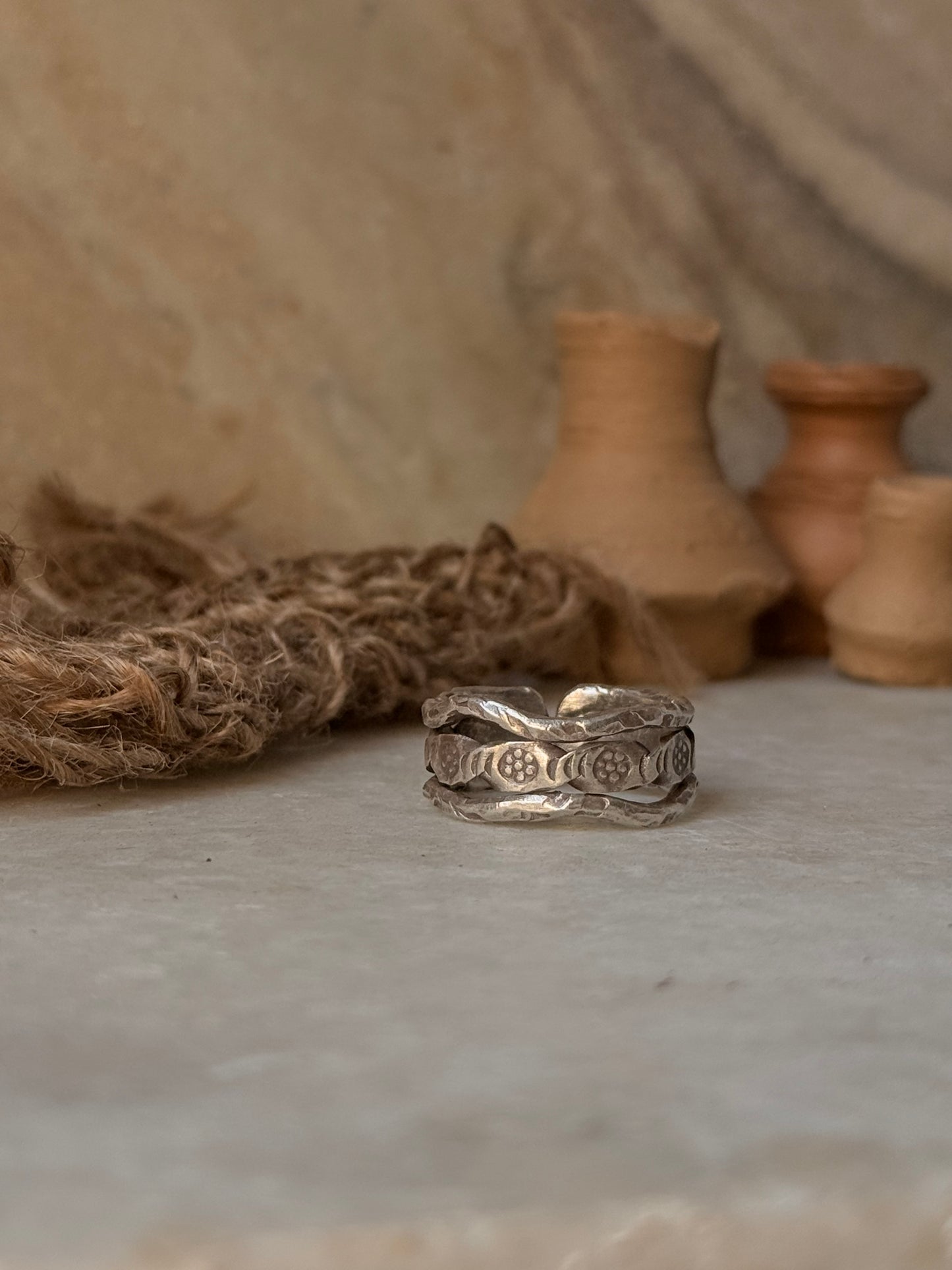 925 Sterling Silver Bohemian Hill Tribe Handcrafted Adjustable Ring