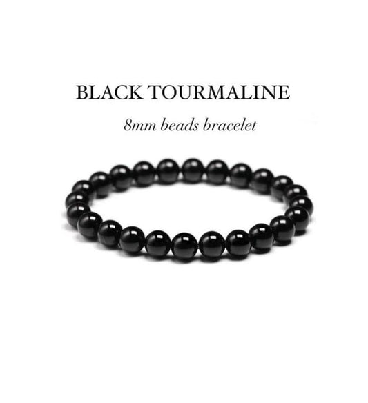 Black Tourmaline Natural Crystal Bracelet 8MM