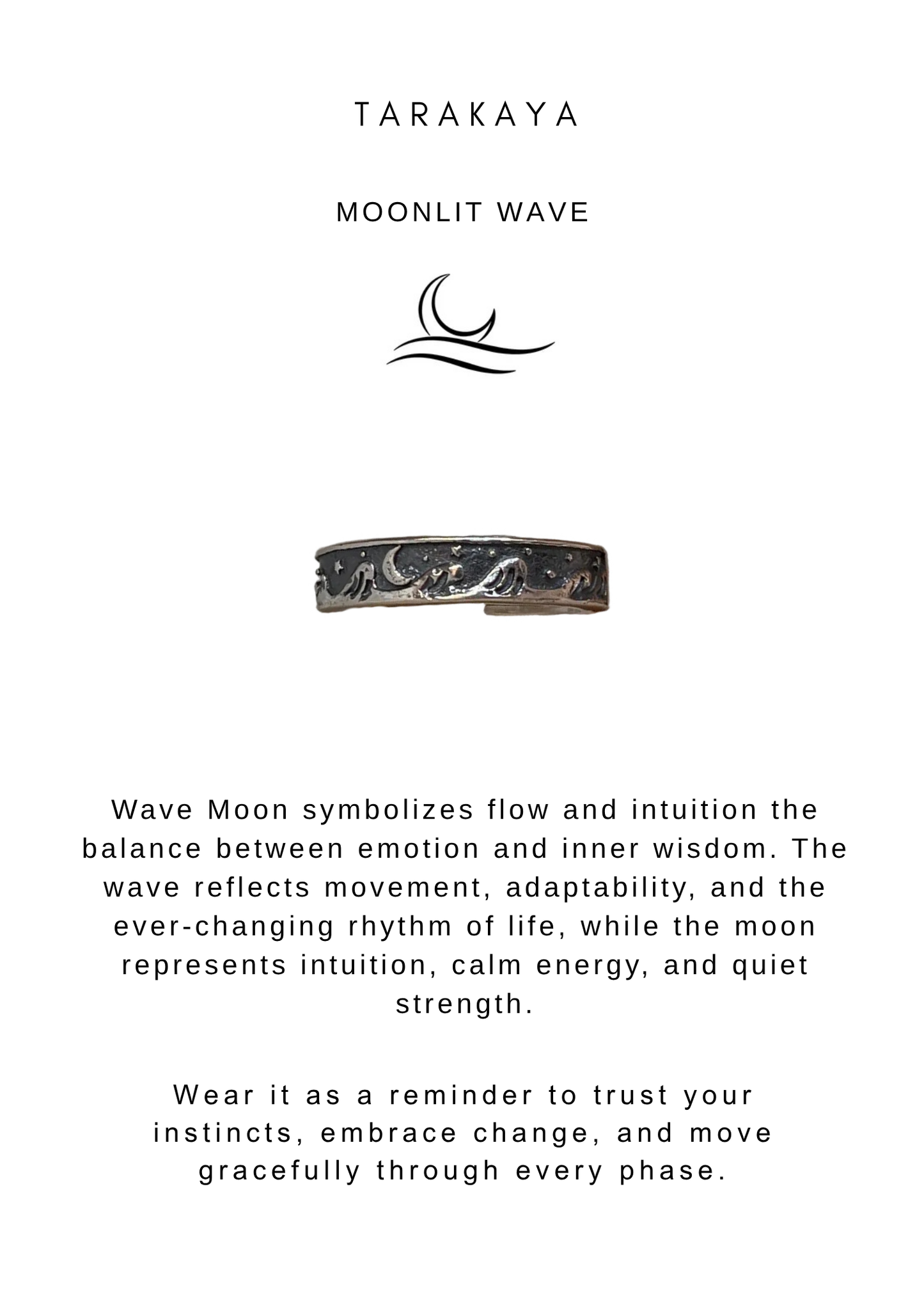 925 Sterling Silver Waves-Moon- Stars Adjustable Ring