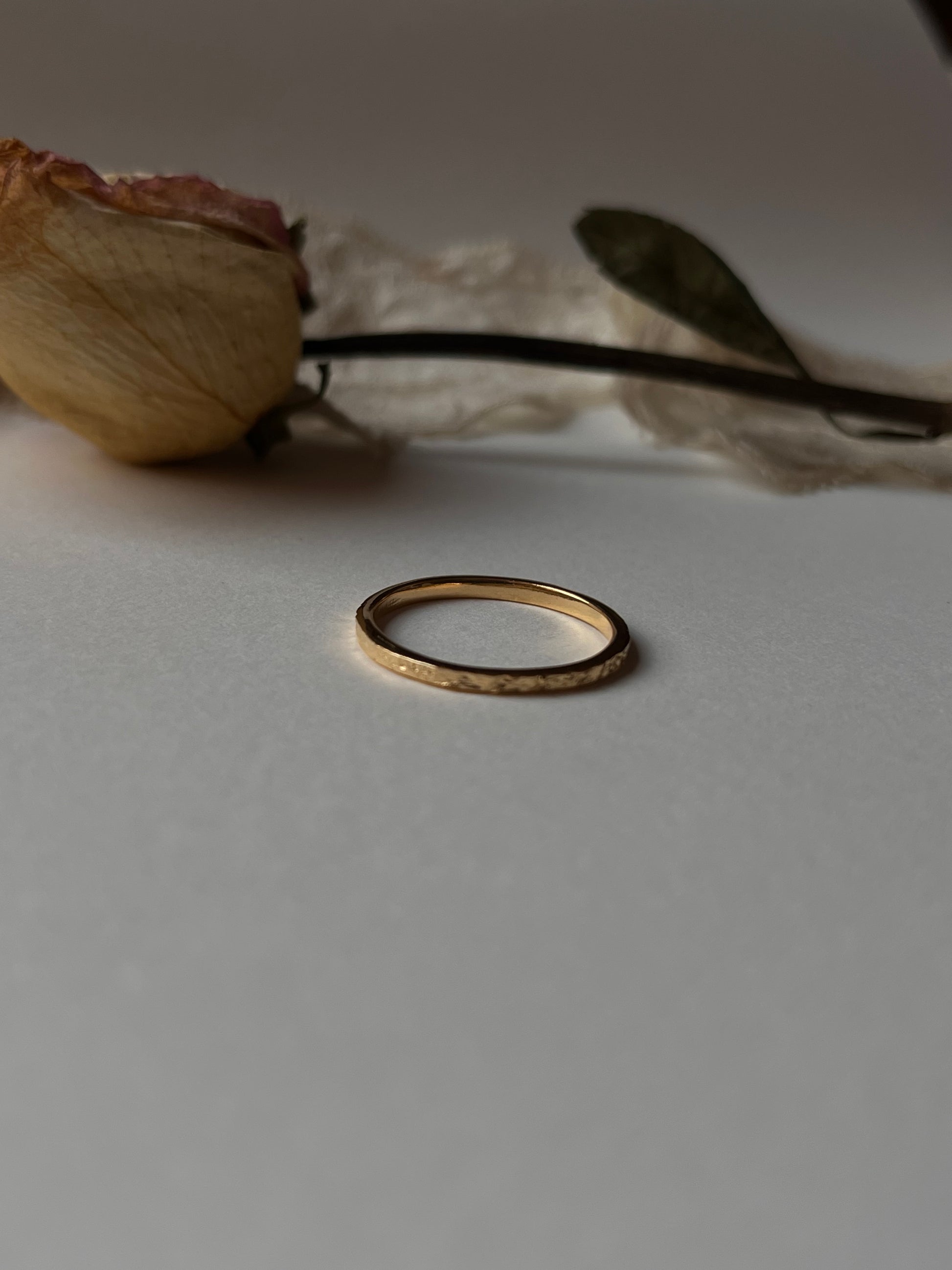Gold Vermeil Ring with Textured Band Design