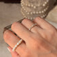 Natural Crystal Stretchy Shiny Basra Pearl & Labradorite Silver Ball Rings