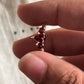Garnet 3-stone silver ring with unique pear and round cut garnets