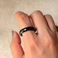 Natural Crystal Faceted Black Agate Band Ring