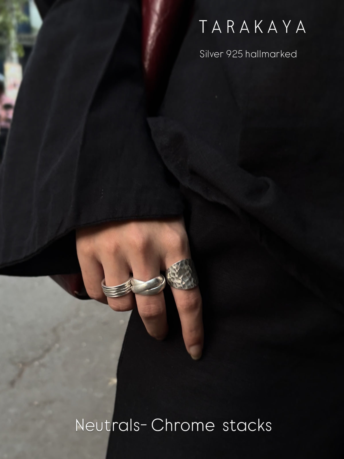 925 Sterling Silver Hammered Chunky Ring