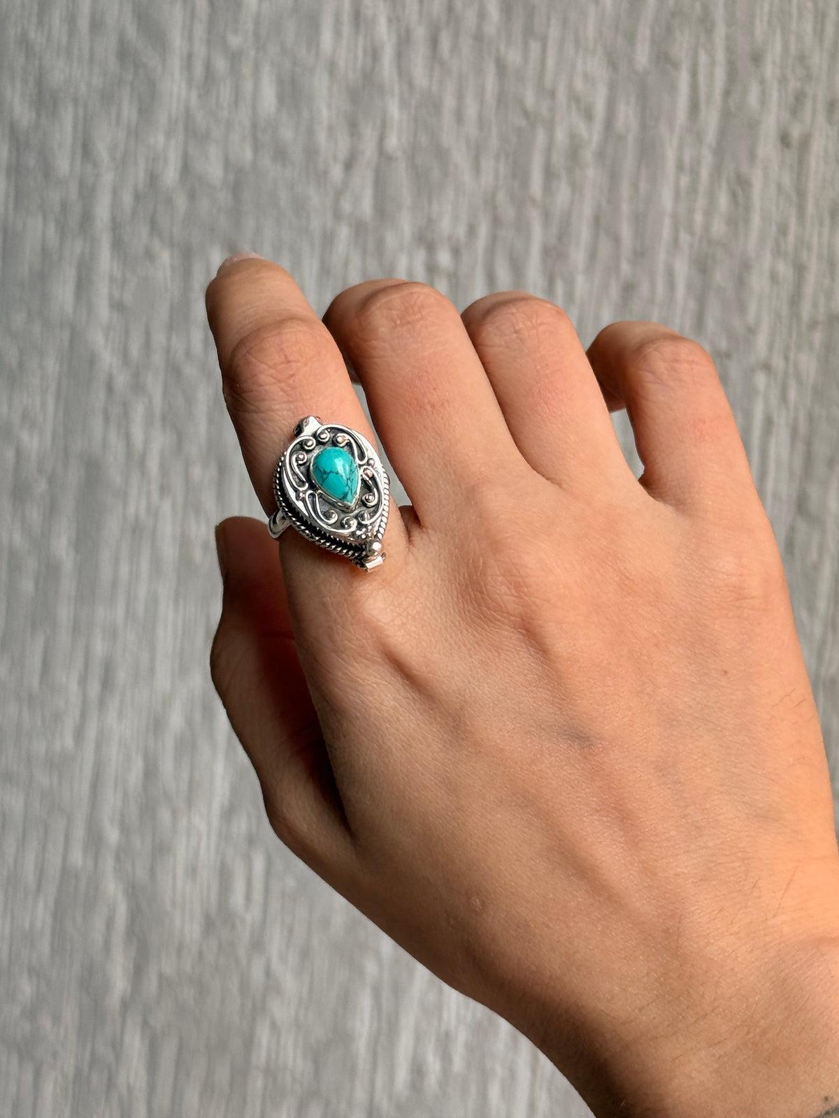 925 Sterling Silver Faux Turquoise Storage Ring