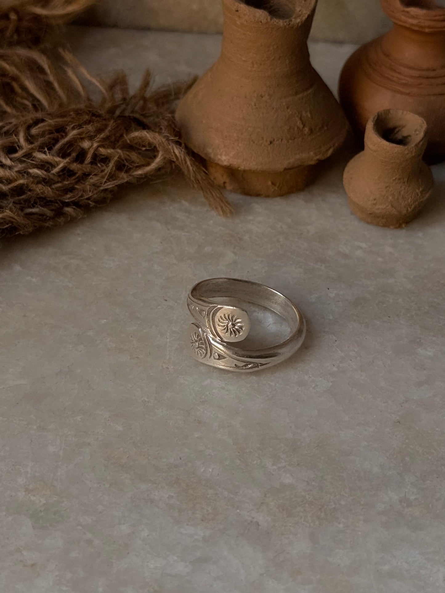 925 Sterling Silver Bohemian Hill Tribe Handcrafted Adjustable Ring