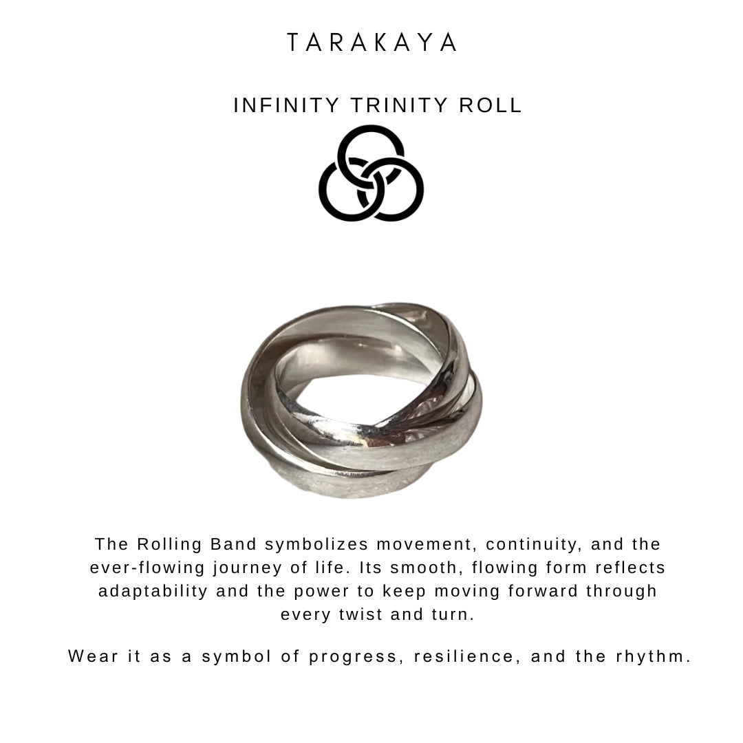 Chunky 3 Rolling Bands / Interlinked Bands 925 Sterling Silver Ring