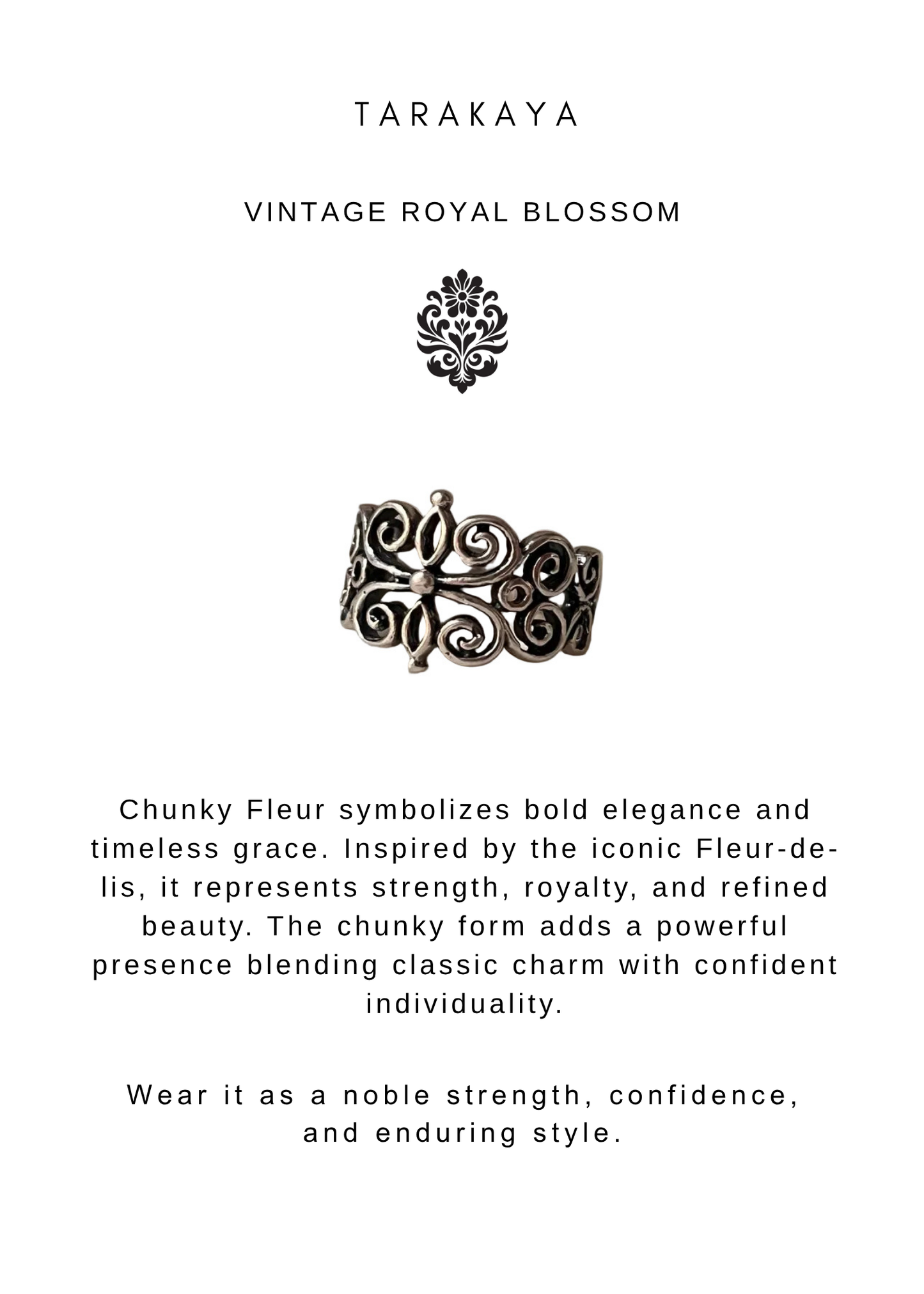 925 Sterling Silver Vintage Chunky Fleur Unisex Band Ring