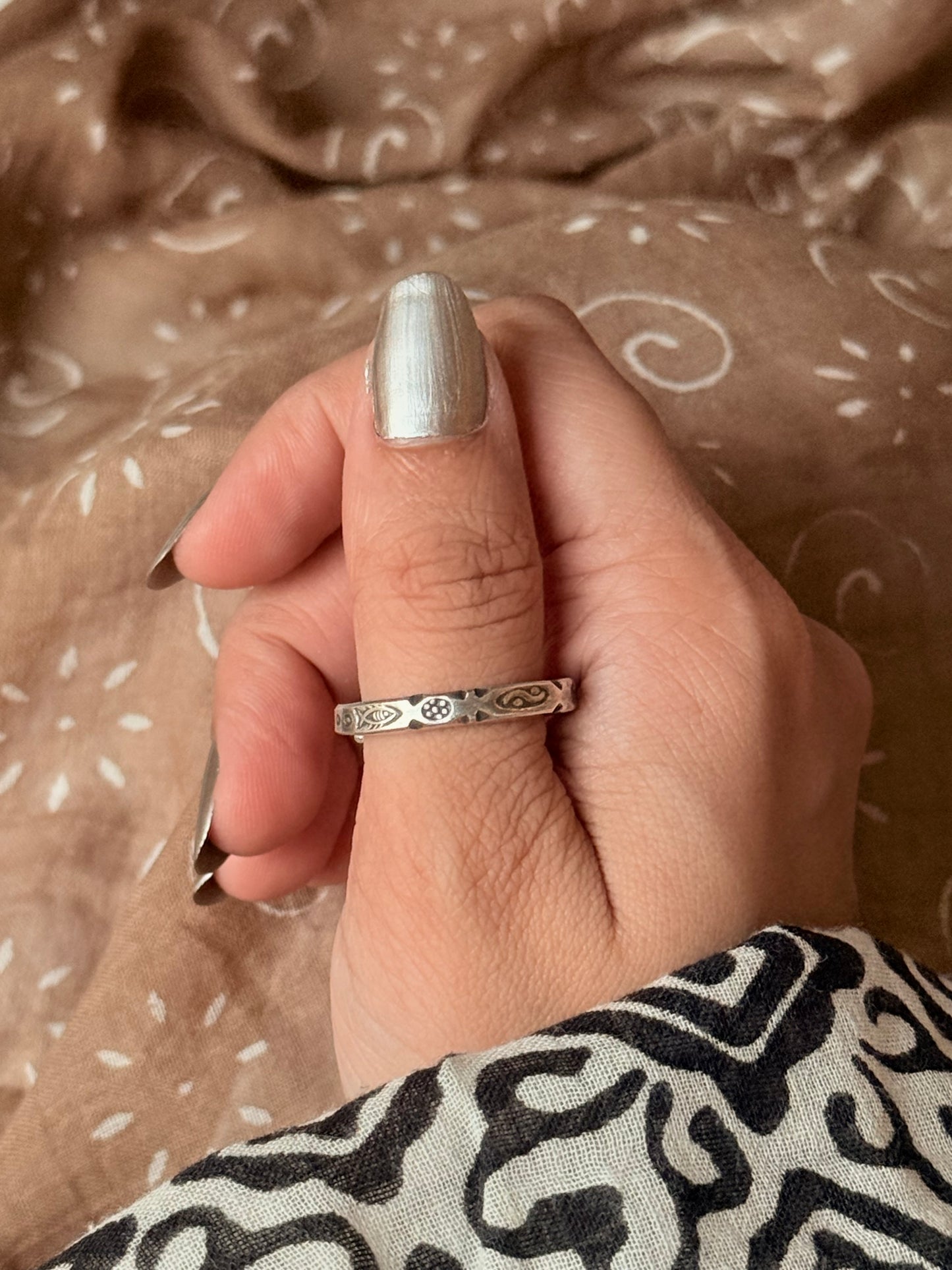 925 Sterling Silver Bohemian Hill Tribe Wild River Handcrafted Adjustable Ring
