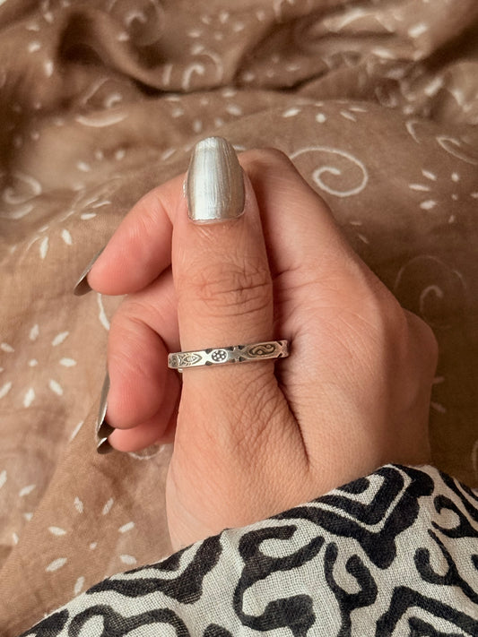 925 Sterling Silver Bohemian Hill Tribe Wild River Handcrafted Adjustable Ring