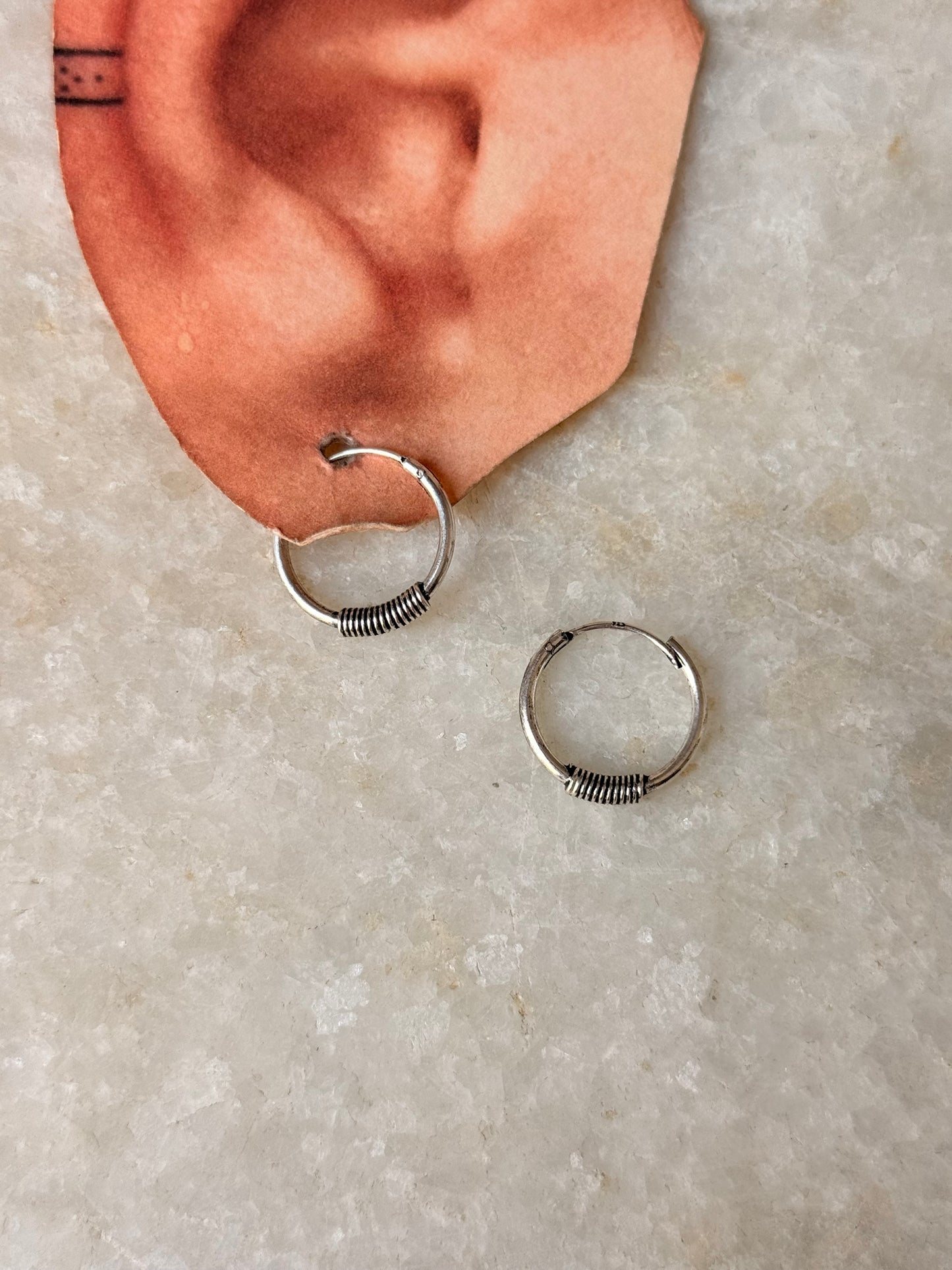 925 Sterling Silver Oxidised Wire Wrap Hoops