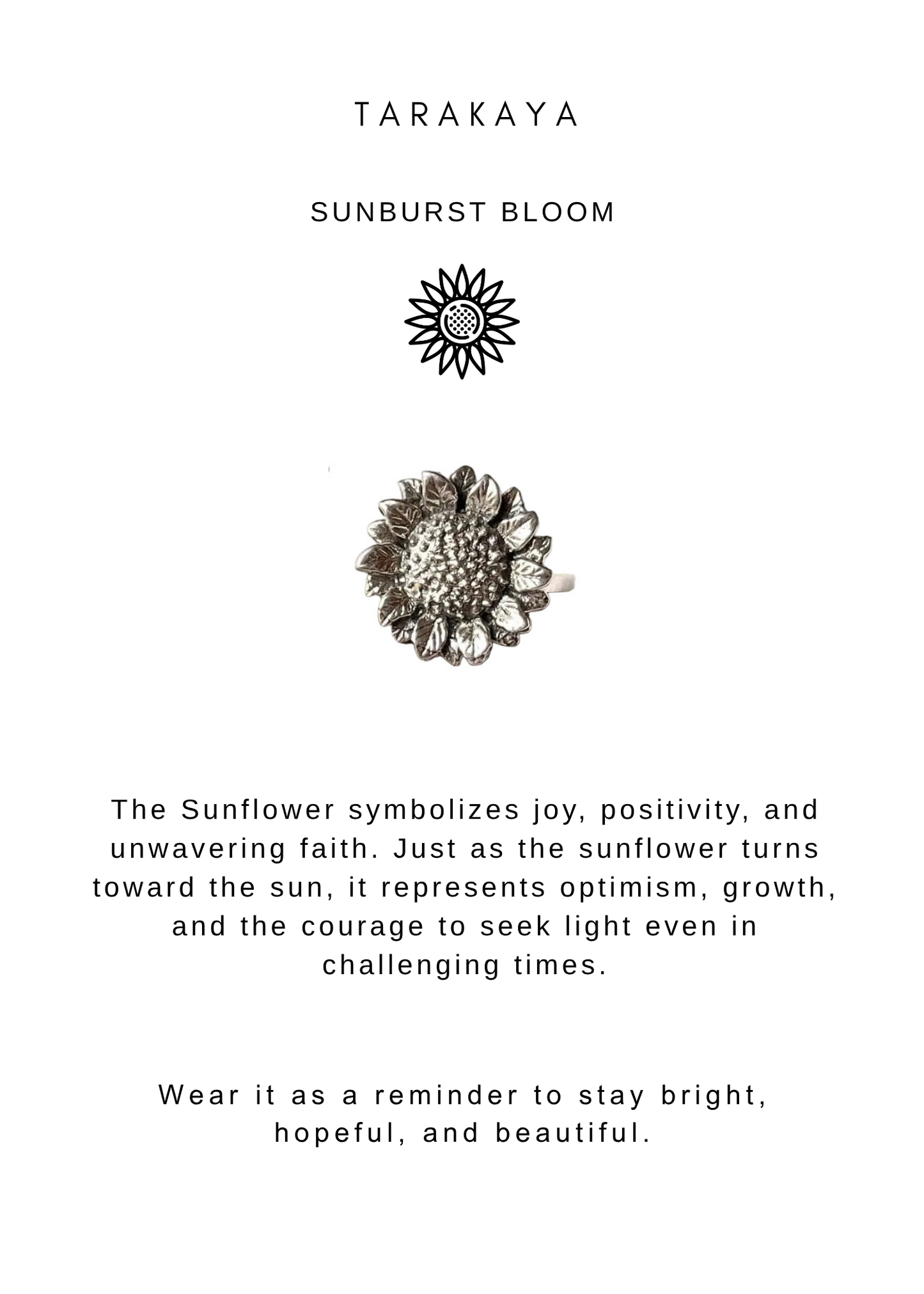 Big Sunflower Detailed 925 Sterling Silver Ring