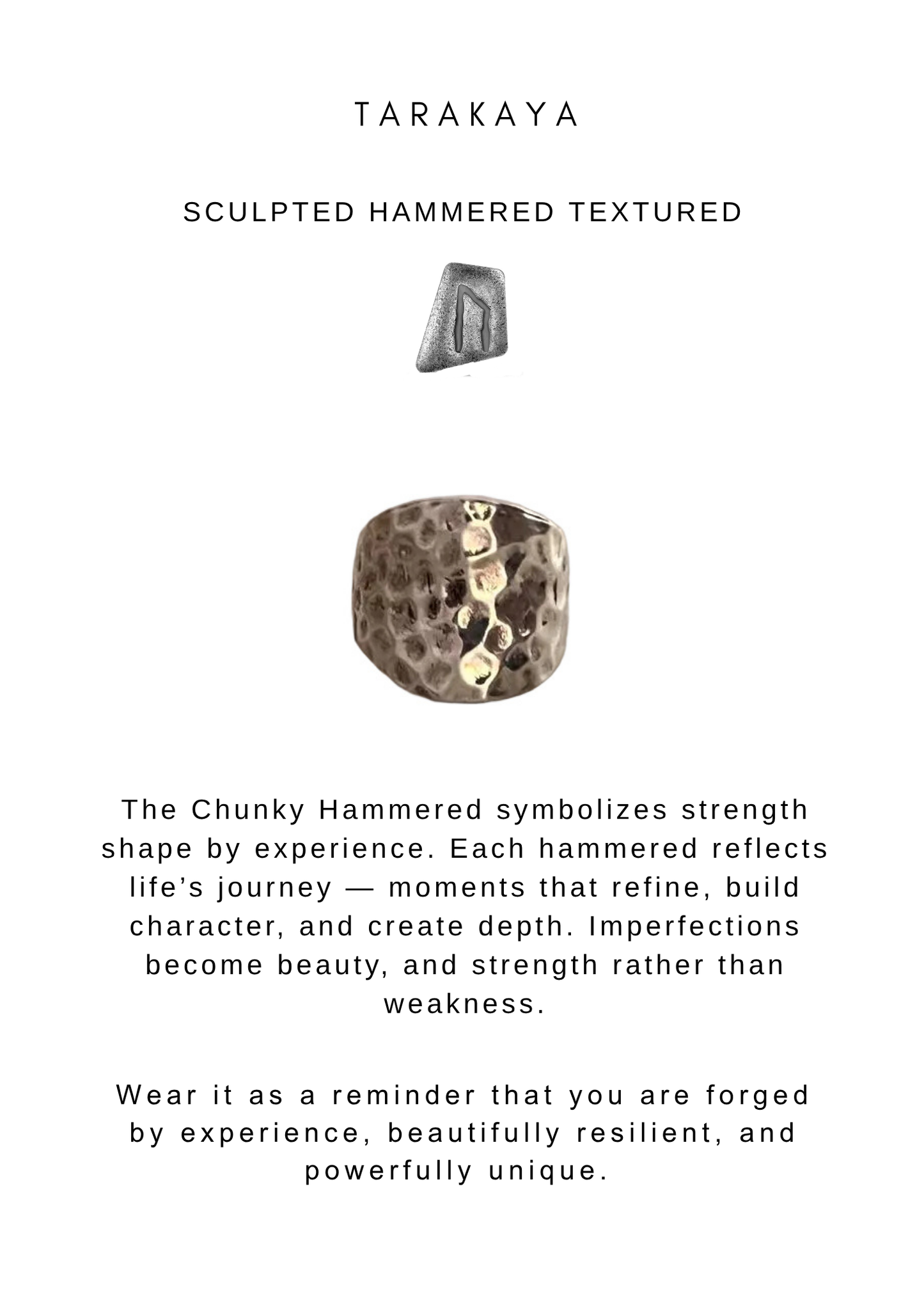 925 Sterling Silver Hammered Chunky Ring