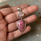 925 Sterling Silver Rose Quartz Oval, Rhodochrosite Pear Handcrafted One of a Kind Pendant
