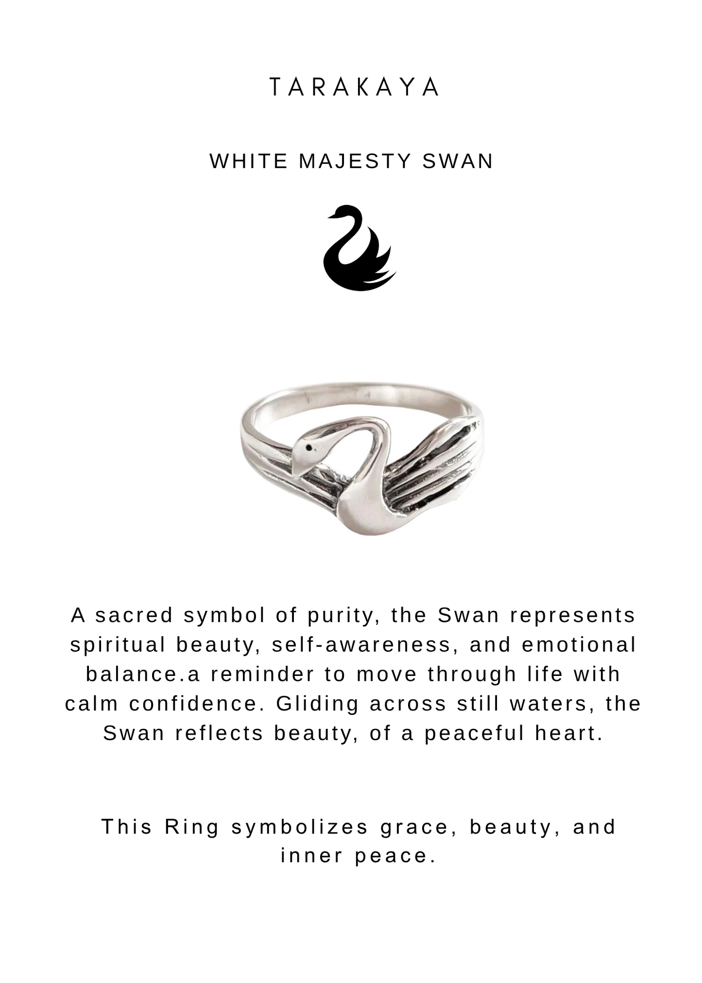 925 Sterling Silver Swan Boho Ring
