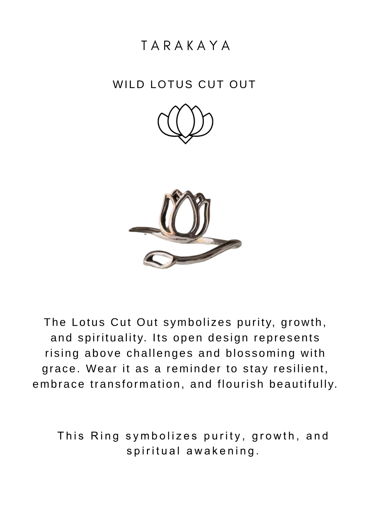 925 Sterling Silver Lotus Cut Out Minimal Boho Adjustable Ring