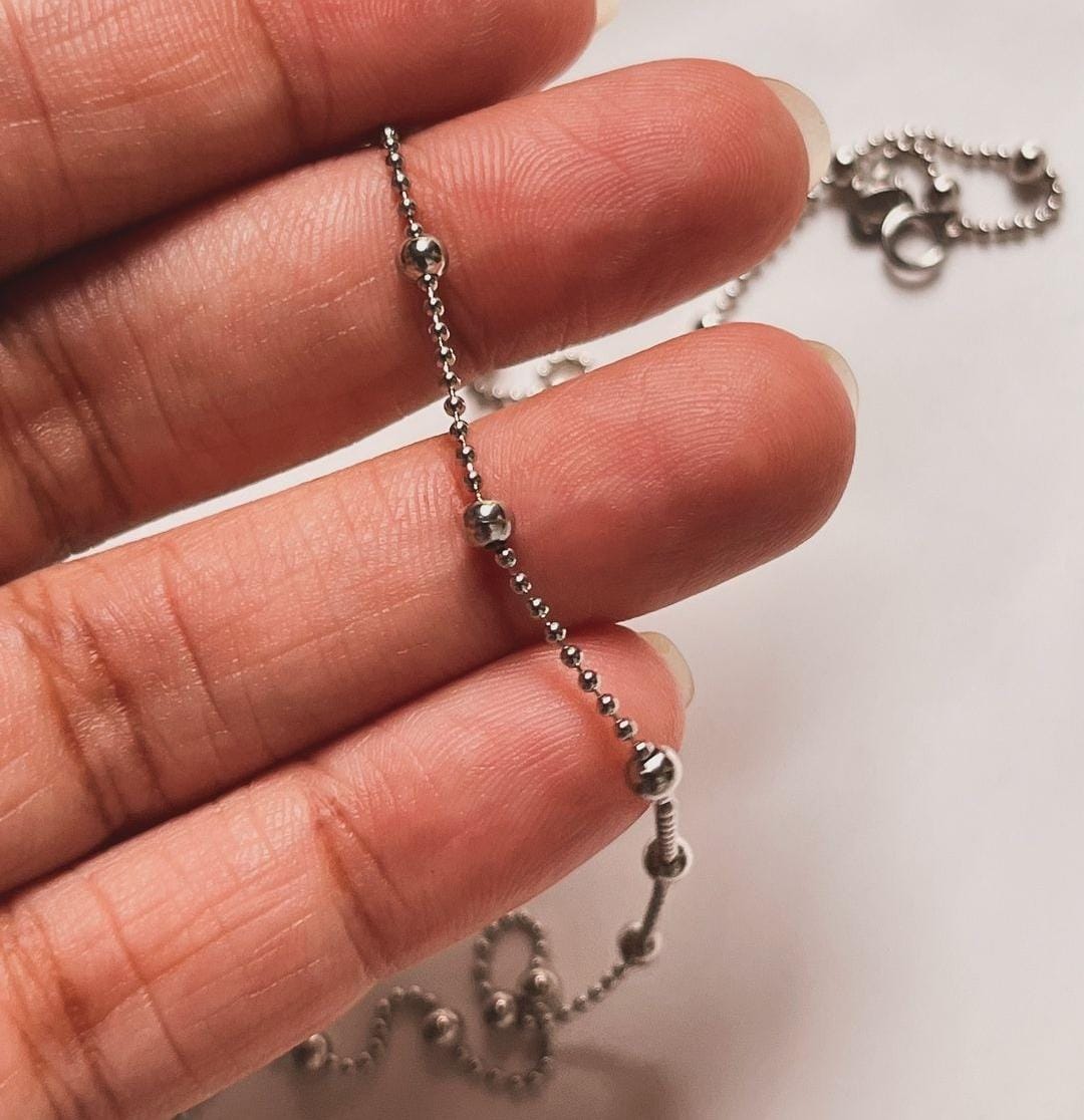 Modern sterling silver satellite chain with small dot links