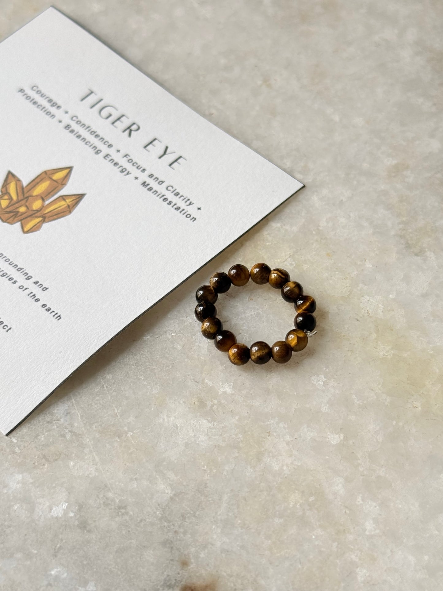 Natural Crystal Tiger Eye 4MM Stretchy Rings