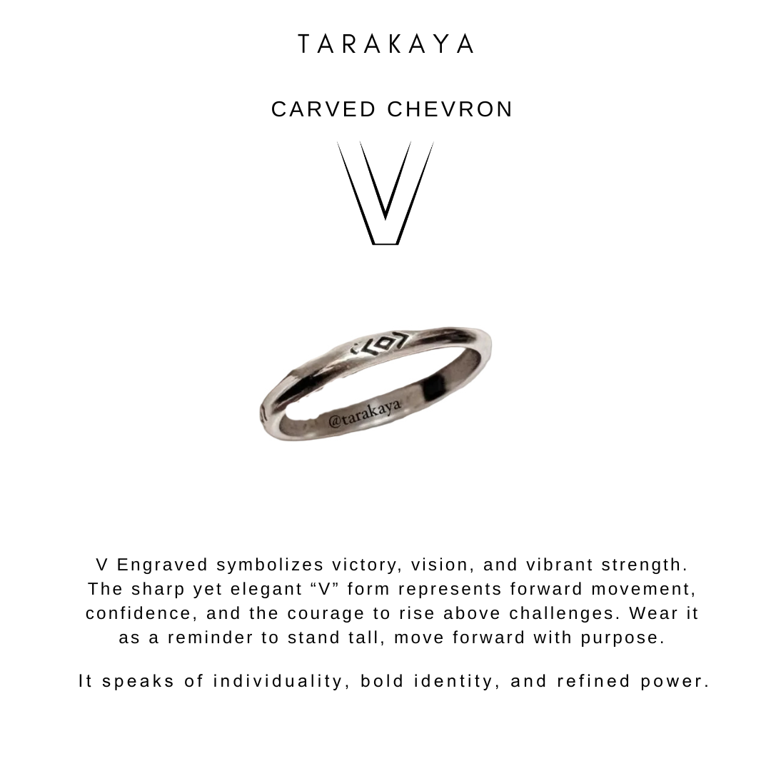 925 Sterling Silver Tribal Engraved V Stackable ii Ring