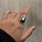925 Sterling Silver Hematite Pear Statement Ring