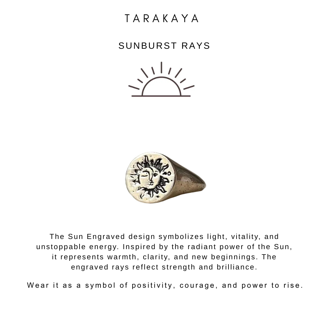 925 Sterling Silver Sun Moon Engraved Signet Ring