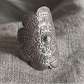 Trendy bohemian mandala design adjustable ring in sterling silver