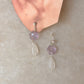 925 Sterling Silver Amethyst Flower , Peridot & Moonstone Earrings