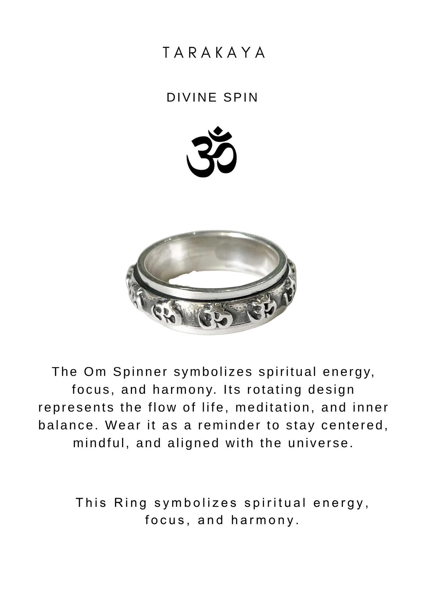925 Sterling Silver Om/Aum Boho Spinner Men’s Ring