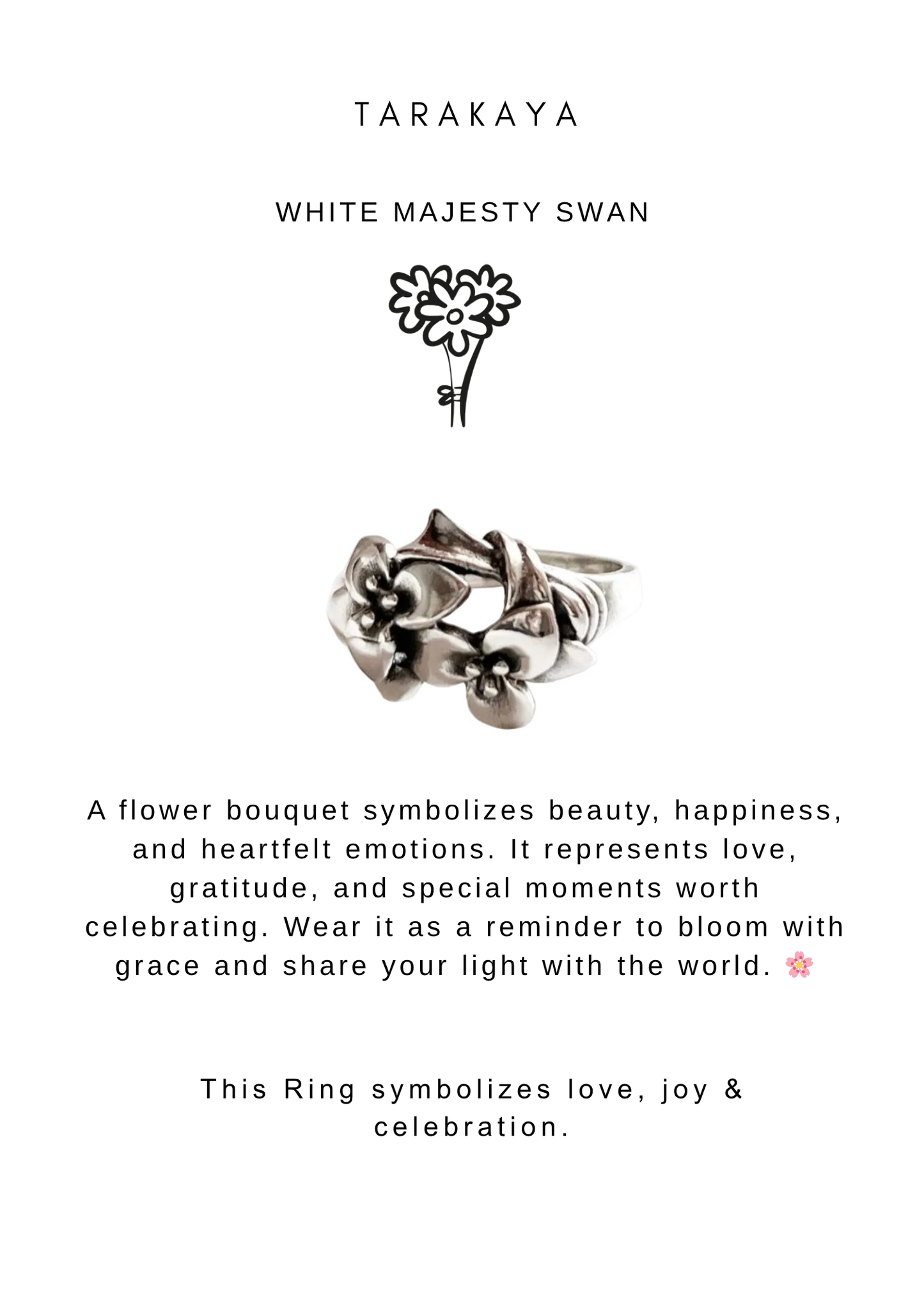 925 Sterling Silver Flower Bouquet Boho Ring