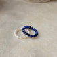 Natural Crystal Stretchy Lapis Lazuli 3-4mm & Fresh Water Pearl Rings