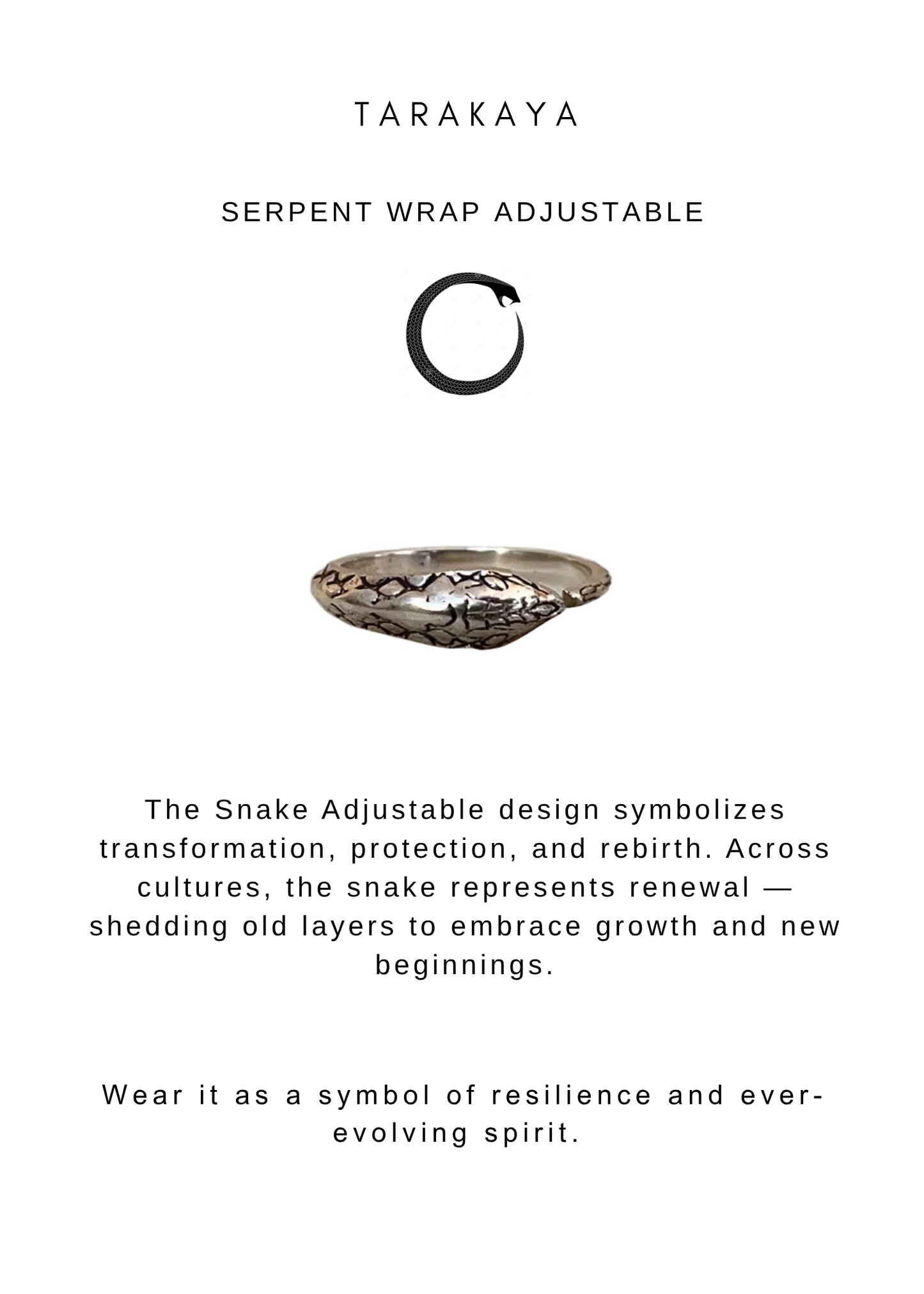 925 Sterling Silver Sacred Serpent/ Snake Adjustable Ring