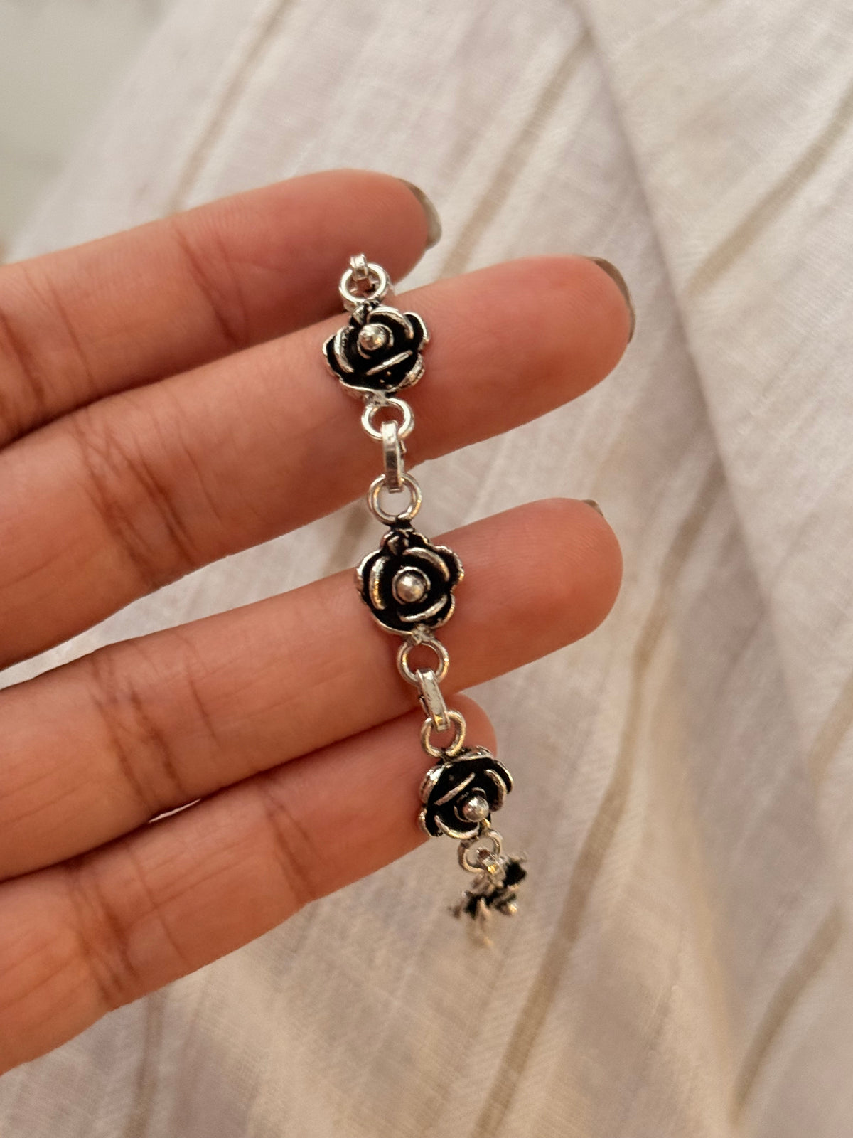 925 Sterling Silver Antique Rose Bracelet