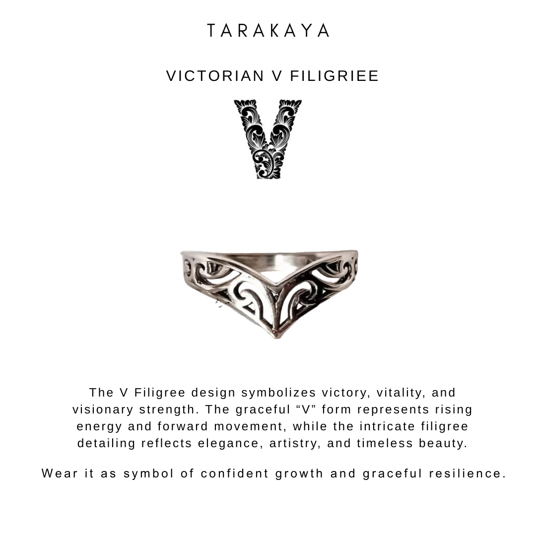 925 Sterling Silver V/ Chevron Vintage Filigree Ring