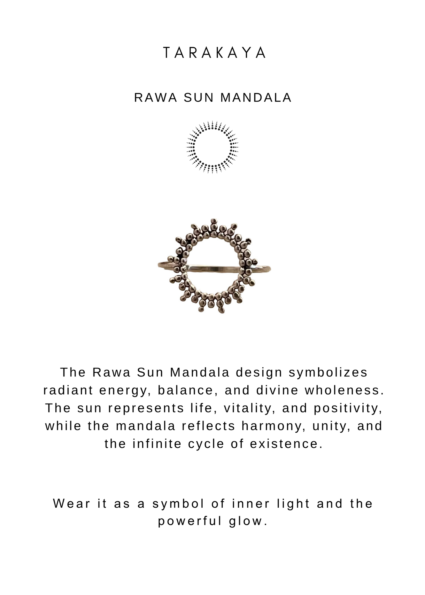 925 Sterling Silver Rawa Sun Mandala Ring