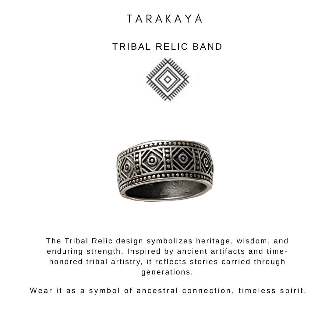 925 Sterling Silver Tribal Relic Band Ring