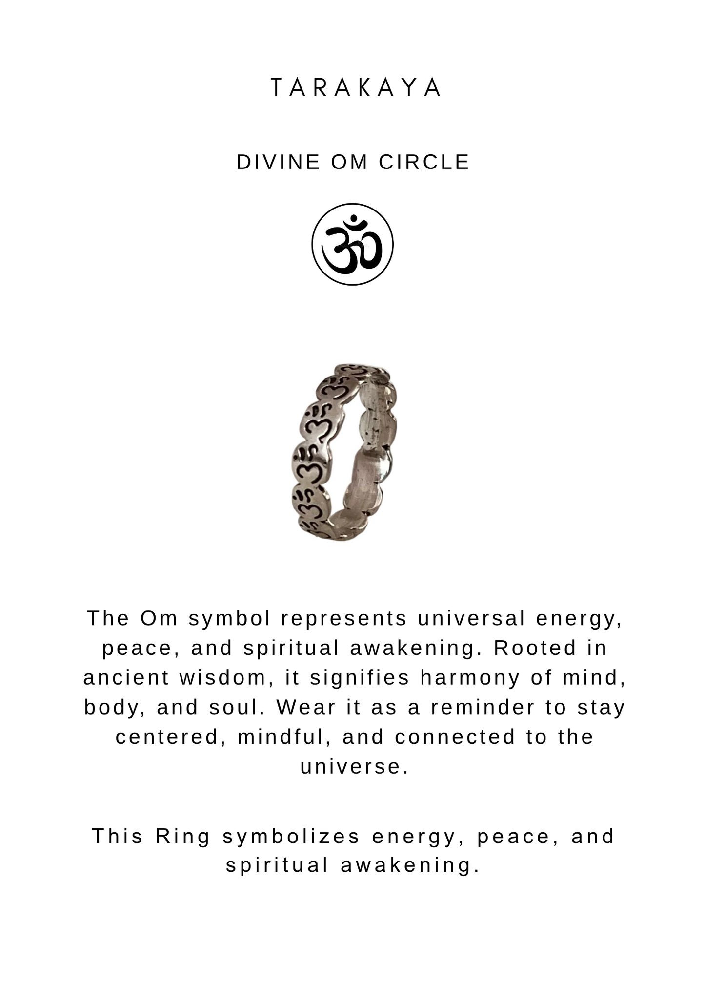 925 Sterling Silver Om/Aum Engraved Circle of Life Ring
