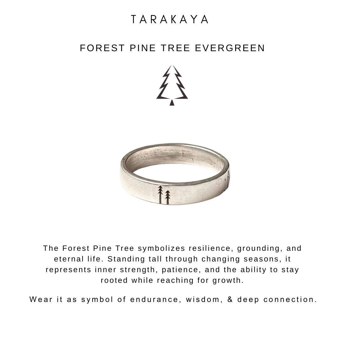 925 Sterling Silver Forest Pine Tree Band Ring