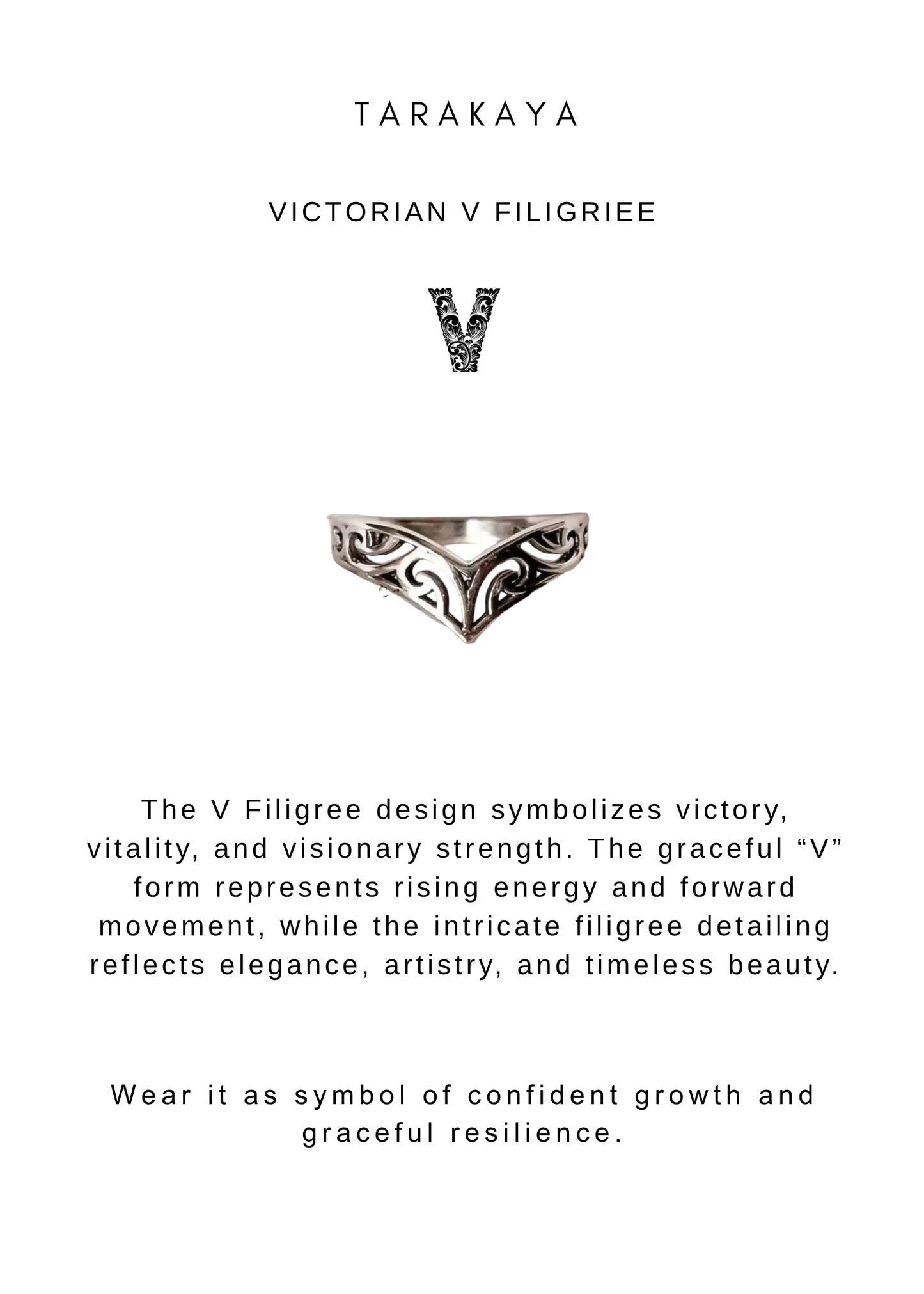 925 Sterling Silver V/ Chevron Vintage Filigree Daily Wear Ring