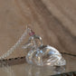 925 Sterling Silver Clear Quartz Duck Carved Pink Tourmaline Crystal Handcrafted Necklace
